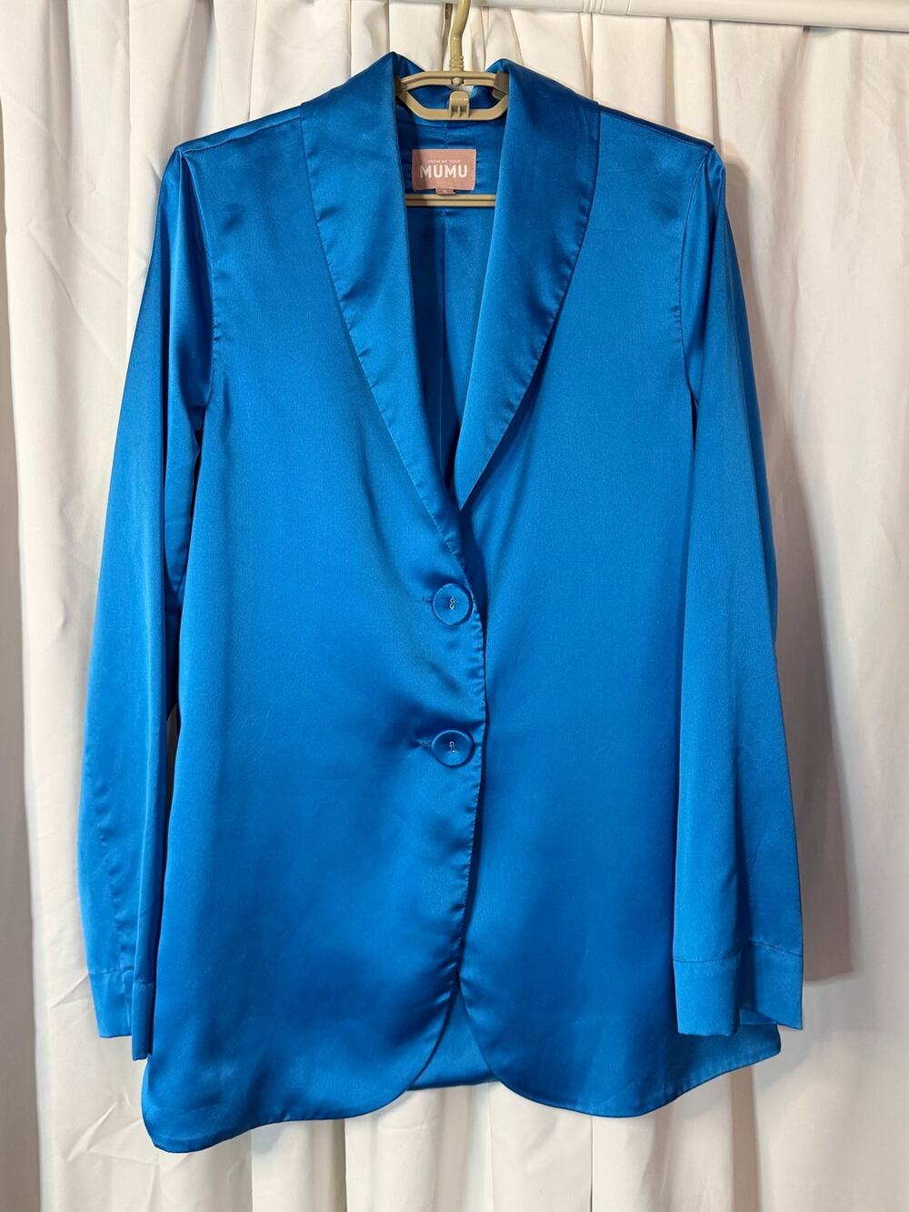 Show Me Your Mumu Cobalt Blue Satin Felix Blazer S Fall Trend Statement Jewel